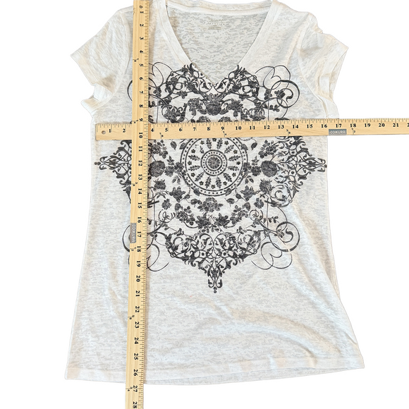 Sheer burnout mandala graphic tee indie sleaze soft goth vintage revival tops - Picture 7 of 8